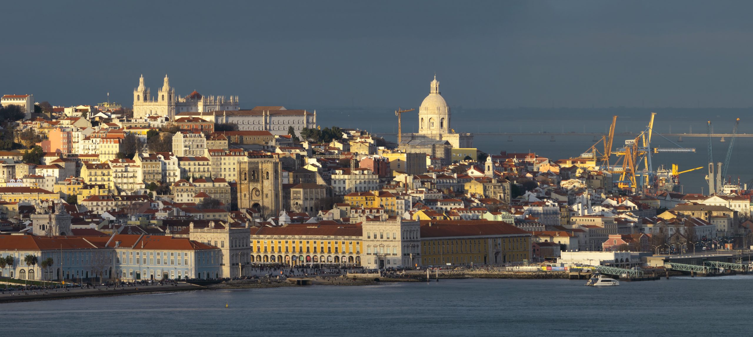 Lisbon old city center at sunset
